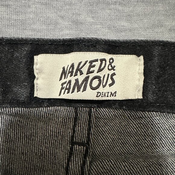 Naked & Famous Denim Jeans Mens 30x32 Black Stretch Super Guy Dark Wash - Picture 3 of 15